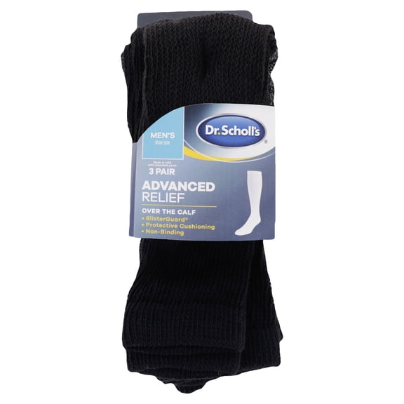 Dr. Scholl's Men's Advanced Relief Blister Guard Over the Calf Socks, 3 Pack