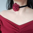 thumbnail image 4 of Rose Flower Velvets Choker with Long Ribbon Vintage Collar Necklace Wedding Necklace Jewelry for Bridal Women Girls, 4 of 4