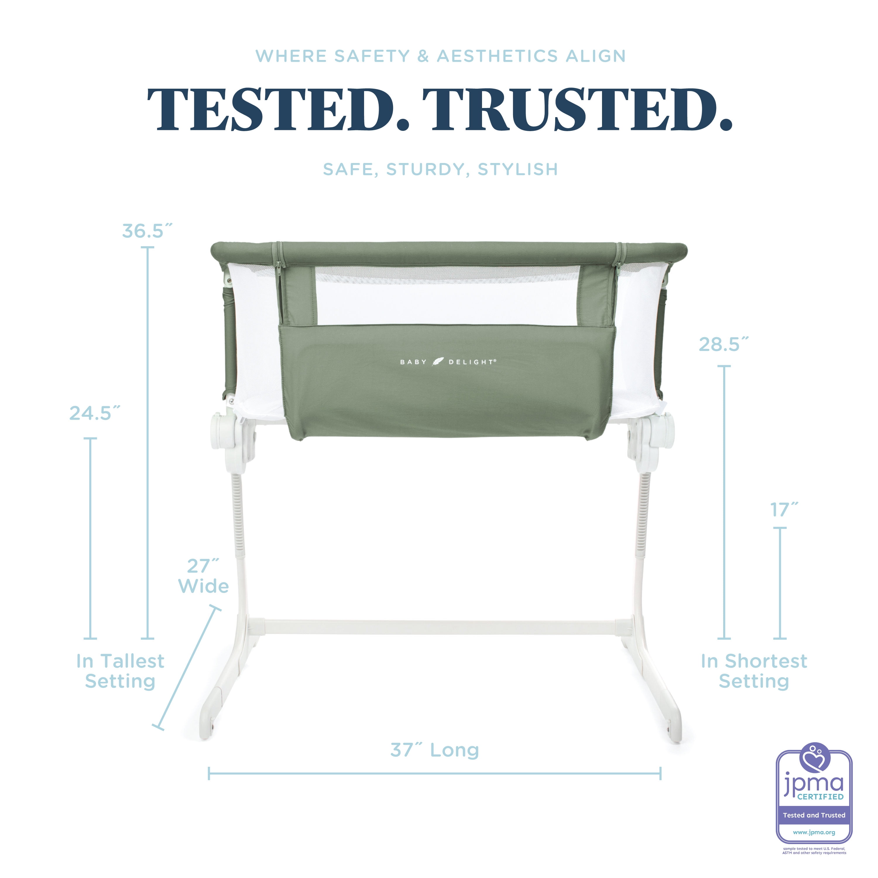 Baby Delight Beside Me Dreamer Organic Bedside Sleeper and Bassinet for Infants, Sage