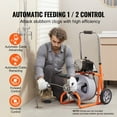 thumbnail image 2 of KFFKFF Machine de Nettoyage de Drain 75 Pieds x 3/8 Pouces Alimentation Automatique avec Roues et 8 Coupe-Vidange, 2 of 9