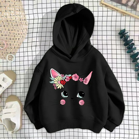 JIAYUE Hoodies Sweatshirts For Boys Girls Cartoon Print Long Sleeve Drop Shoulder Pullover For Kids 3 12 Years Old Spring Autumn Stylish Fashion