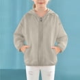 thumbnail image 4 of Girls Sun Jacket UPF 50+ Hooded Windbreaker, Lightweight Packable Long Sleeve Sun Protection Hoodie for Kids, Gray, Kids to Kids 2-10 Years,Size 5-6 T, 4 of 9
