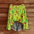 thumbnail image 2 of Christmas Printed Shirts Long Sleeve Christmas Tree Xmas Gift Tops Fluorescent Green XL, 2 of 5