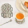 thumbnail image 5 of 6 Pcs Drink Coasters with Holder 3.94in Woven Coasters for Drinks Mint Green Vines Coaster Set for Protection Table, 5 of 7