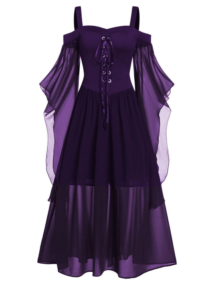 lace panel cross back gothic corset dress