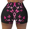 thumbnail image 2 of Goofa Breast Cancer Printed Workout Shorts Women Seamless Scrunch Butt Lifting High Waisted Gym Booty Shorts Elastic Workout Shorts-Medium, 2 of 8