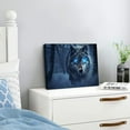 thumbnail image 3 of JRXY  Wolf Painting Wall Art Wild Animal with Blue Eyes Picture Snow Forest Natural Landscape Prints on Canvas for Bedroom Living Room Stretched and Framed Home Decor 20x16inch, 3 of 6