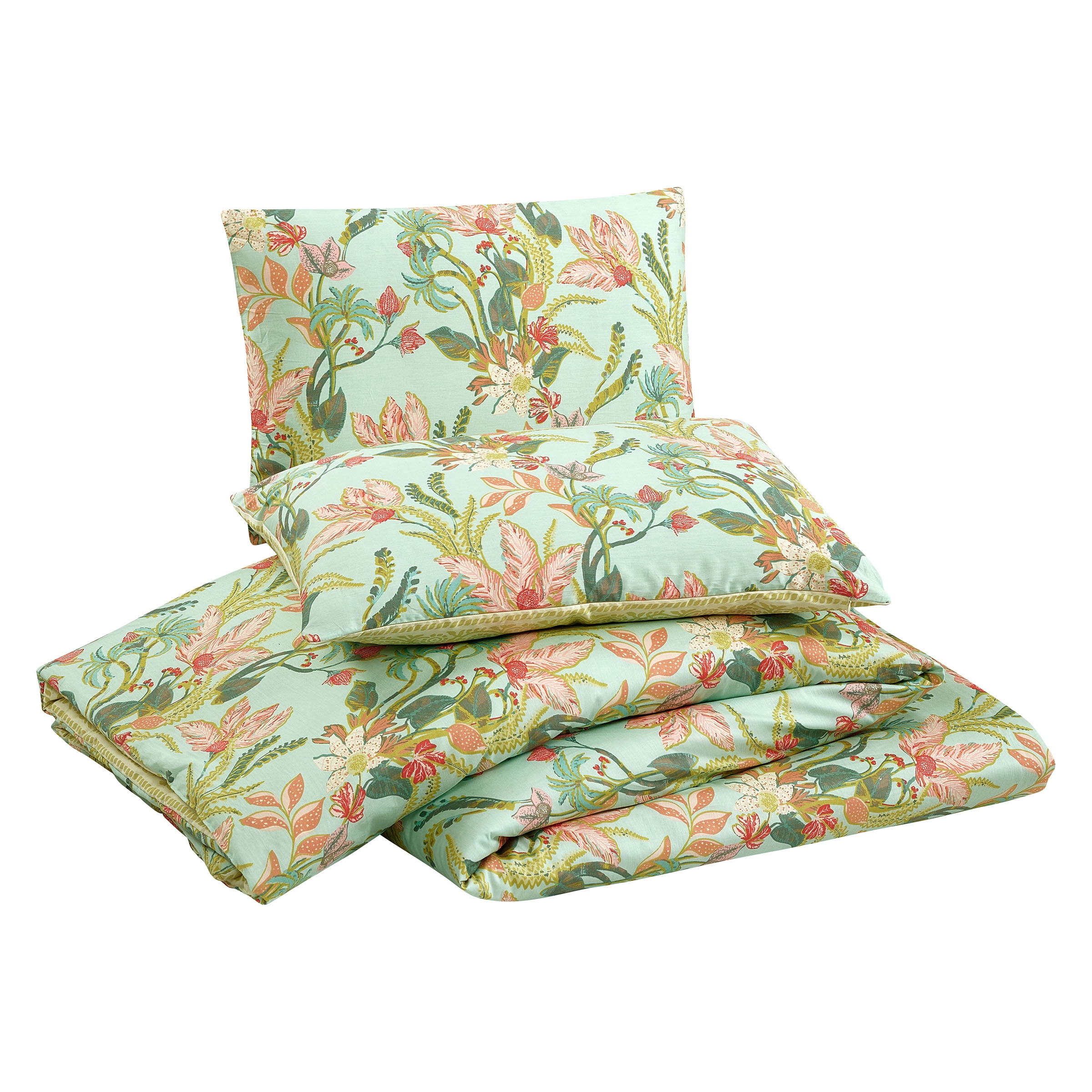 Spartina 449 Queenie Tropical 3-Piece Cotton Sateen Comforter Set, Seafoam Green, King