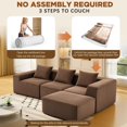 thumbnail image 4 of Pinmoco 111.5" Sectional Sofa Couch with Ottoman, Modular Boneless Cloud Couch with Deep Seats, Corduroy Upholstery, 4-Seater Comfy Sofa for Living Room, No Assembly Needed, Brown, 4 of 9