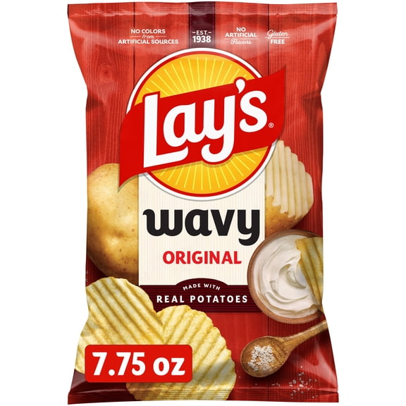 Lay's Wavy Potato Chips, Original Flavor, 7.75 oz Bag