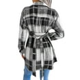 thumbnail image 6 of Qiylii Women Buttons Tops Coat, Long Sleeve Lapel Neck Plaid Buttons Casual Street Party Buttons Coat Sweater + Waistband, 6 of 7