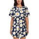 thumbnail image 1 of Balery Daisy Floral Conjunto de Pijama para Mujer con Estampado, Dos Piezas de Manga Corta y Shorts, Ropa de Dormir Suave con Cuello Redondo y Bolsillos-3X-Large, 1 of 6