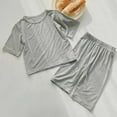 thumbnail image 2 of Kovlvoll Toddler Unisex Boys Girls Summer Pajamas Set Short Sleeve Tops with Wide Leg Pants Loungewear Comfy Outfit, 2 of 4