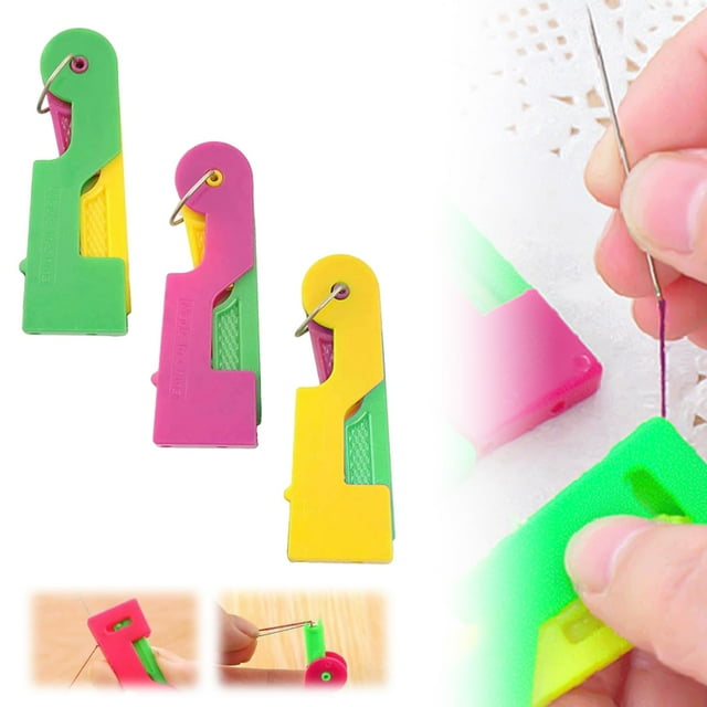 YISITIAN 3-Pack Automatic Needle Threader, Quick-Easy Sewing Tool for Embroidery Cross Stitch Quilting, Effortless Eye Threading for Seniors and Beginners AZ1014-1810