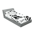 thumbnail image 2 of Ambesonne Cartoon Fitted Sheet & Pillow Sham Set, Hand Drawn Panda Poses, Twinxl, White and Black, 2 of 2