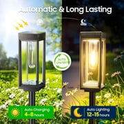 Bright Solar Pathway Lights Outdoor, 4 Pack Solar Powered Garden Lights Waterproof, Auto On/Off Outdoor Lighting for Lawn Patio Walkway Driveway Path Yard Decor