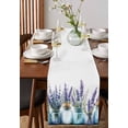 thumbnail image 2 of Purple Flowers Burlap Cotton Table Runner 16x72 Inches Long, Modern Spring Floral Bottle Simple Farmhouse Table Runners, Outdoor Dining Tablecloths Decor for Baby Shower/Party/Wedding, 2 of 6