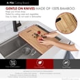 thumbnail image 3 of Stylish Stainless Steel Colander (16" x 8"), Gray Silicone Drying Rack & Bamboo Cutting Board (16 ¾" x 11"), A-919KIT, 3 of 11