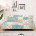 thumbnail image 4 of ZIATUBLES Flower Patchwork Armless Sofa Futon Slipcovers, Stretch Couch Cover Dustproof Elastic Furniture Protector Machine Washable for Living Room Bedroom, 4 of 9