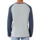 thumbnail image 3 of Camisetas de hombre estilo CHIC INSPIRE, de manga larga raglán, casual, tipo béisbol, Henley, en gris y azul marino, 3 of 6