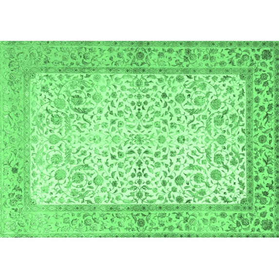 Ahgly Company Indoor Rectangle Oriental Emerald Green Traditional Area Rugs, 8' x 12'