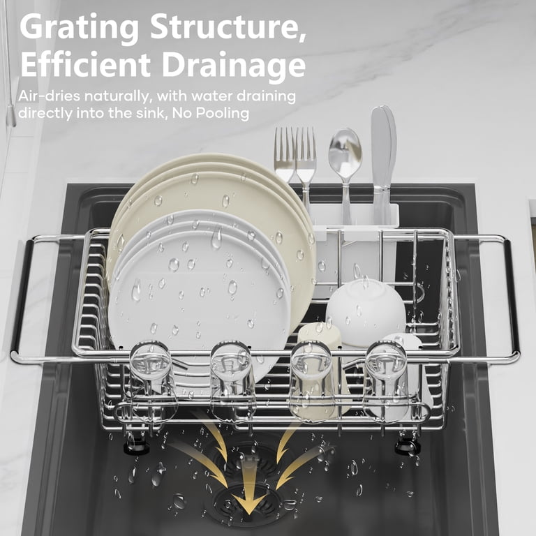 Consiwa Expandable Over The Sink Dish Rack, Silver photo 8