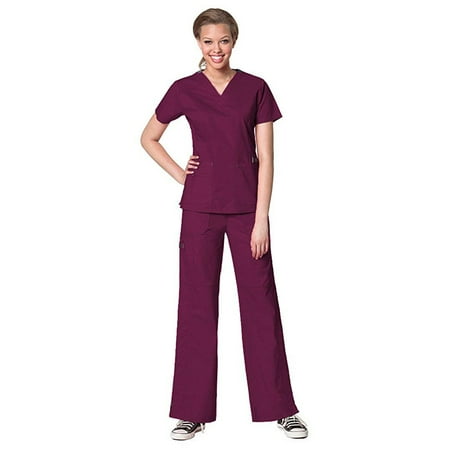 

WonderWink FLEX Women s Scrubs Verity V-Neck Darted Top & Faith Multi-Pocket Cargo Pant Set