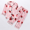 thumbnail image 2 of Comfortable Summer Pajama Sets for Boys Girls Silk Satin Top+Pant Long Sleeve Solid Silky Pyjamas Nightgown Children Sleepwear, 2 of 9