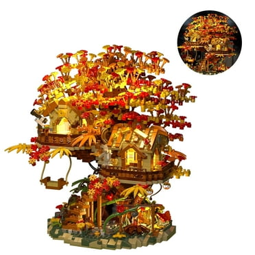 Treehouse Building Blocks Set with LED Lights-2725PCS Micro Bricks,Akino Forest Style Building Toy Kit,Miniature Tree House Model Decor,Ideal Birthday, for Age8  Kids Adults