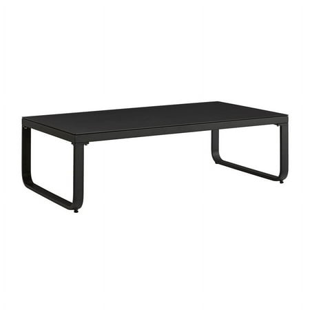 Linon Hayes Metal and Glass Outdoor Coffee Table in Black