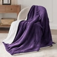 thumbnail image 5 of Sherpa Fleece Throw Blanket Twin Size Purple - Thick and Warm, Fuzzy Blanlet and Throw,60x80 Inches, 5 of 6