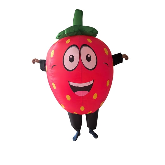 Inflatable Strawberry Costume for Adults, Funny Blow Up Fruit Suit, Cartoon Design, One Size Fits Most, Festival Cosplay, Carnival