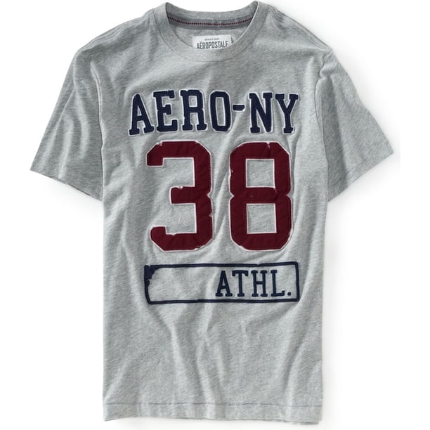 Aeropostale - Camiseta gráfica para hombre Aero 38, gris, XS Aeropostale Camiseta gráfica