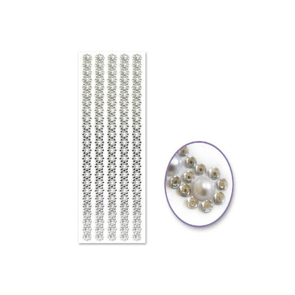 Jewel Borders White Pearl Floral
