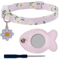 thumbnail image 5 of Cat Collar with GPS Tracker Holder, Adjustable PU Leather Feline Neck Strap with Breakaway Safety Buckle, Identification Bell and Fish Charm for Kitten Security, 5 of 5