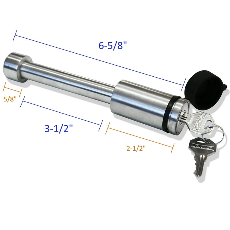 Heavy Duty 5/8 Inch Stainless Steel Tow Hitch Trailer Pin with Lock for  Class 3, 4, & 5 Hitches Receiver