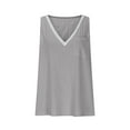 thumbnail image 4 of Vestidos Casuales Para Mujer, Blusas De Mujer De Moda Camisa de verano para mujer, moderna, con cuello en V, lisa, sin mangas, informal, de imitación de lino y solapa., 4 of 6