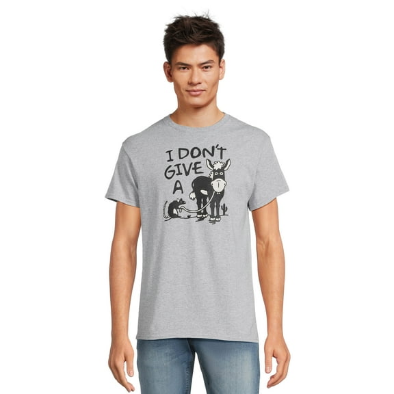 I Don't Give a Rat's Funny Men's Graphic Tee with Short Sleeves, Sizes S-3XL