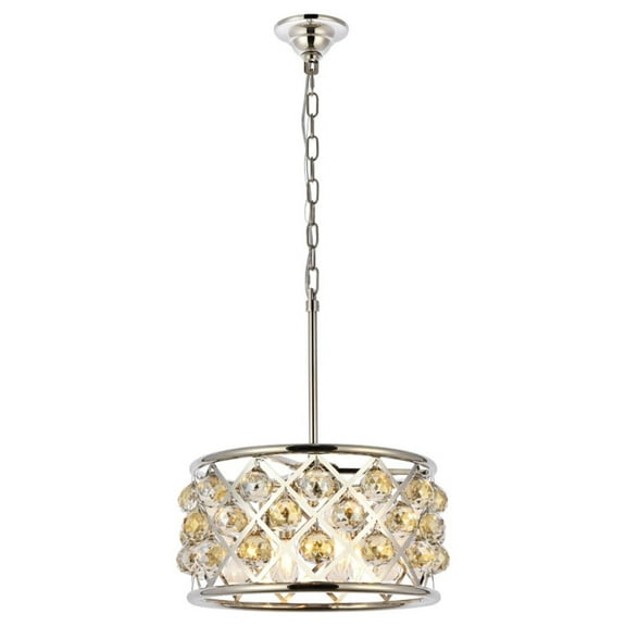 1214 Madison Collection Pendant Lamp D:16in H:9in Lt:4 Polished Nickel Finish Royal Cut Golden Teak (Smoky)