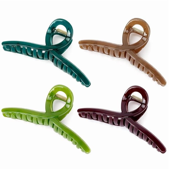 Big Hair Claw Clips - Butterfly Hair Accessories for Women and Girls with Long, Thick Hair - Large 5.1 Jelly Clips, 4 Pcs