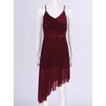 thumbnail image 6 of Miutii Womens Lyrical Dance Dress Sleeveless Asymmetrical High-Low Skirt Modern Contemporary Dance Burgundy M, 6 of 8