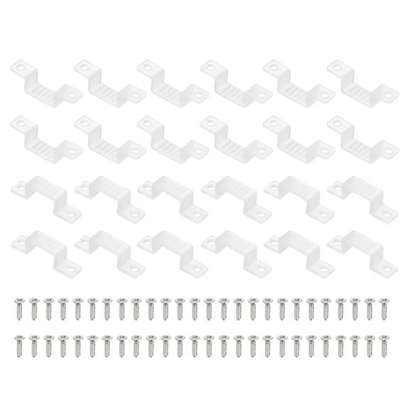 Uxcell LED Strip Light Clips, 100 Pack Mounting Bracket Hard Fixing Clips Clamp Holders with Screws for 14mm Wide 3528/5050 Neon RGB Light Cable Ribbon, Transparent