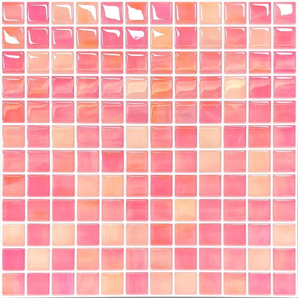 Azulejos de pared Walanz 12"x12" rosa con diseño diamante, adhesivos tipo peel & stick