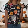 thumbnail image 2 of enyan Women Halloween Shirt Cute Ghost Pumpkin Graphic Tee Spooky Season Shirt Vintage Short Sleeve Casual Fall Tops Women Halloween Shirts Dark Gray,XXXXXL, 2 of 6