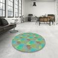 thumbnail image 4 of Ahgly Company Tapis d'Intérieur Rond Lavable en Machine Vert Kaki Transitionnel, 5 Pieds Rond, 4 of 7