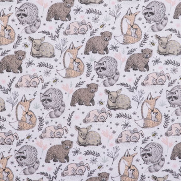 Pink Woodland Animals Flannel Fabric (1 Yard)
