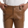 thumbnail image 5 of Men's Black PU Leather Pants Slim Fit&nbsp; Classic Pocket Stretchy Business Casual Trousers Daily Wear, 5 of 6