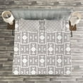 thumbnail image 3 of Ambesonne Geometric Quilted Bedspread Set 3 Pcs, Retro Grid Halftone, Queen Size, Umber White, 3 of 3