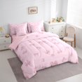 thumbnail image 3 of Feelyou Cartoon Cute Bow Bedding Comforter Set 7 Pieces for Kid, Princess Ribbon Full Bedding Set, Kawaii Stripes Bowknot Reversible Fitted Sheet Flat Sheet, Luxury Bedroom Decor, 3 of 7