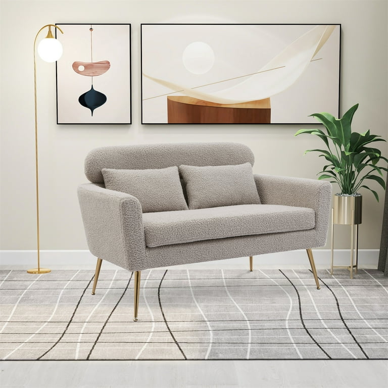 Modern Leisure Loveseat Sofa Two Seater Boucle Fabric Accent Sofa